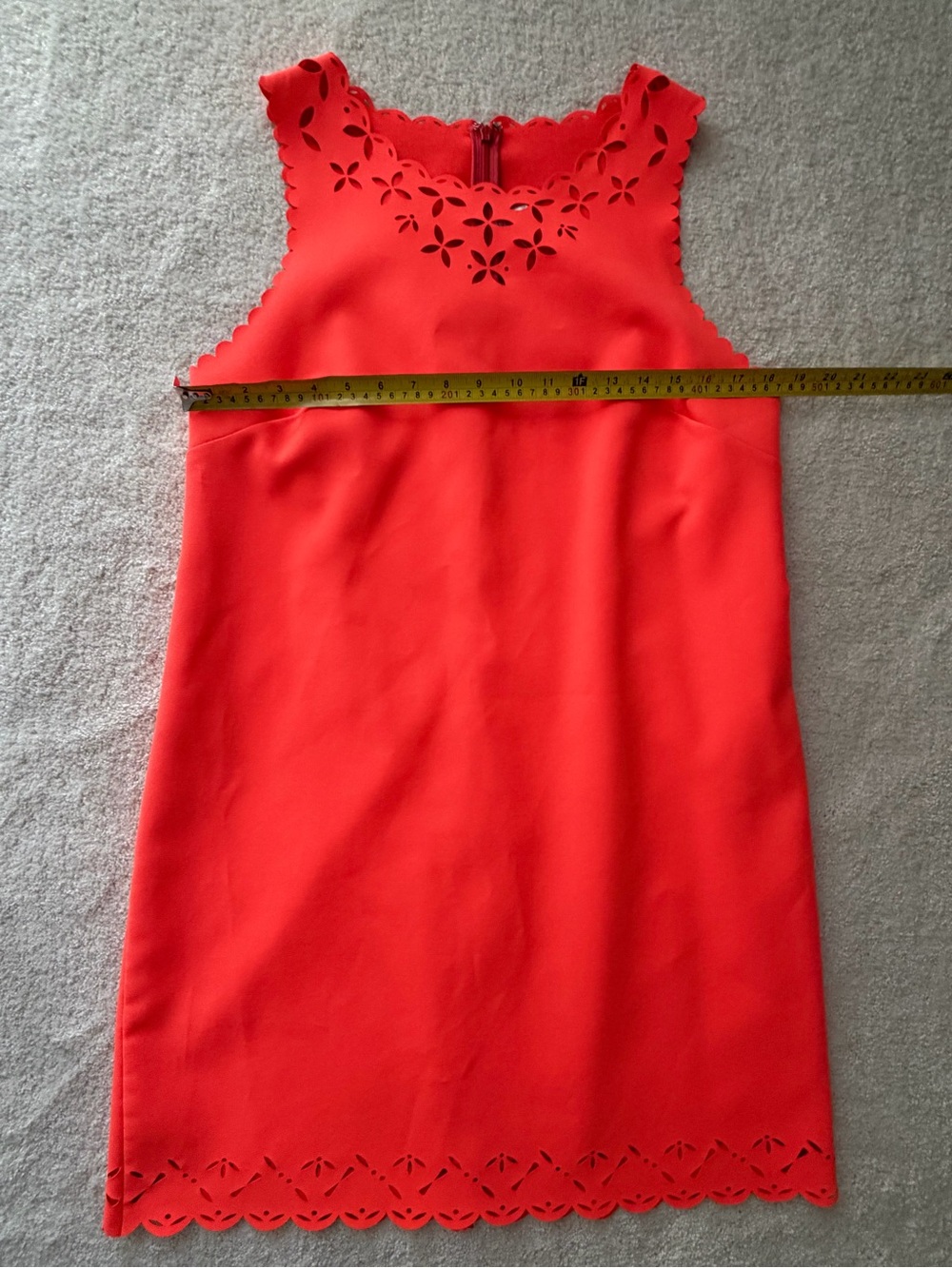Women's Orange Laser-Cut Scallop Shift Dress